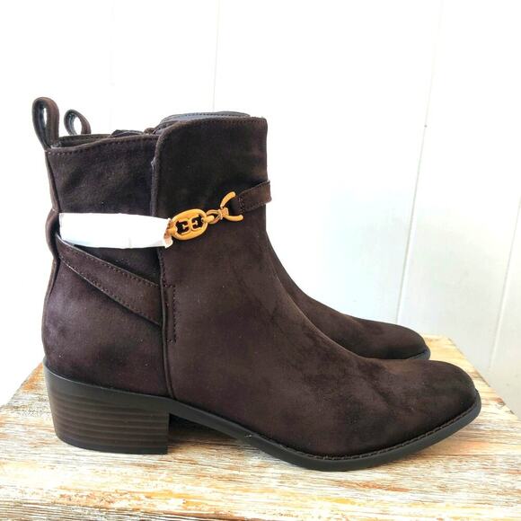 NEW Sam Edelman Brawley Ankle Bootie Brown Suede Western Size 8M Square Toe - Picture 1 of 9